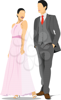 Bride and groom isolated on white background. 3d vector illustration 