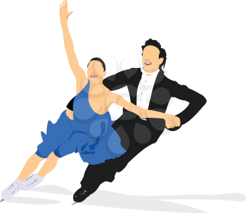 Figure skating colored silhouette. Vector 3d illustration