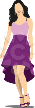 Young women in purple. Girls. 3d vector  illustration 