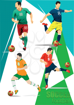 
Big set of Soccer player. Colored 3d illustration