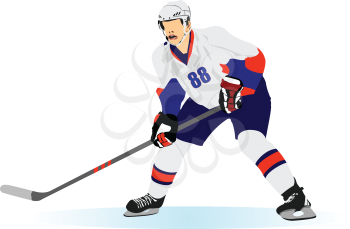 Ice hockey players poster. Colored Vector 3d illustration for designers