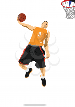 Basketball players. Vector 3d illustration for designers