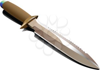 The vector 3d image of a knife on a white background