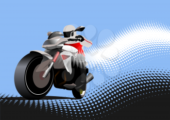 Biker on the road. Vector 3d illustration
