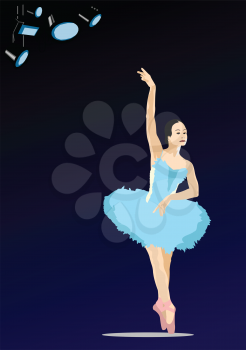 Classical ballet dancers Vector Colored 3d illustration