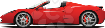 Red car cabriolet on the road. Vector 3d illustration