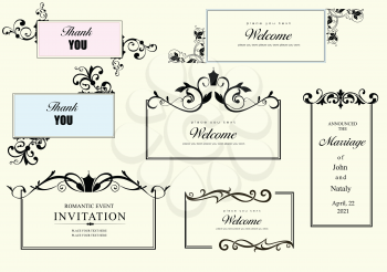 Set of presentation templates. Botanical theme. Editable vector illustrations