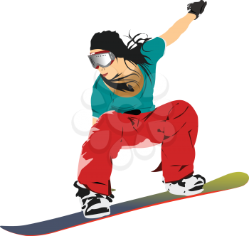 Snowboard girl silhouette. Vector 3d illustration