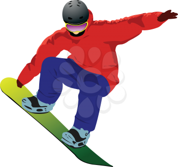 Snowboard boy silhouette. Vector 3d illustration