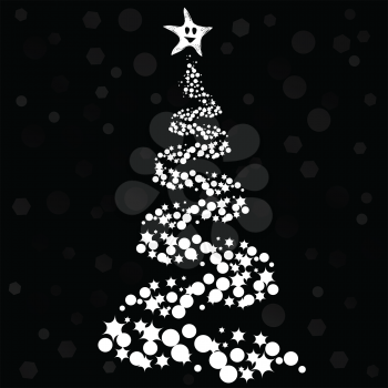 Royalty Free Clipart Image of a Christmas Tree on a Black Background