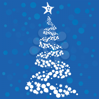 Royalty Free Clipart Image of a Christmas Tree on a Blue Background