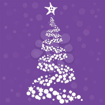 Royalty Free Clipart Image of a Christmas Tree on a Violet Background