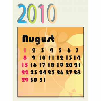 Royalty Free Clipart Image of a Calendar for August