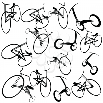 Royalty Free Clipart Image of a Collection of Cycles
