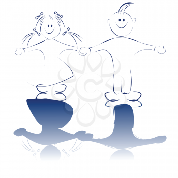 Royalty Free Clipart Image of a Boy and Girl