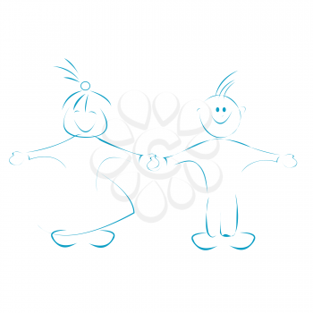 Royalty Free Clipart Image of Two Children Holding Hands