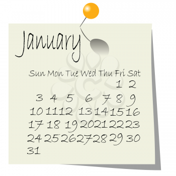 Royalty Free Clipart Image for a January 2010 Calendar