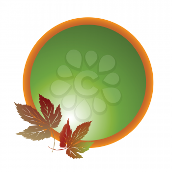 Royalty Free Clipart Image of a Medallion With a Leaf in the Corner