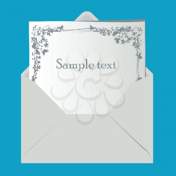 Royalty Free Clipart Image of an Open Envelope and Card