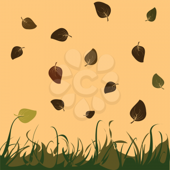 Royalty Free Clipart Image of Falling Leaves