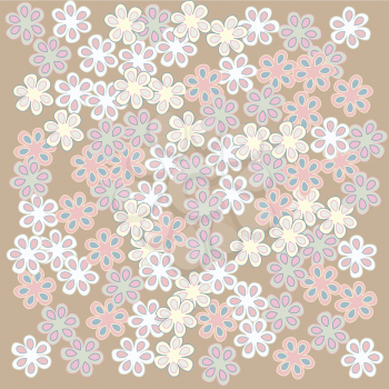 Royalty Free Clipart Image of Flowers on a Tan Background