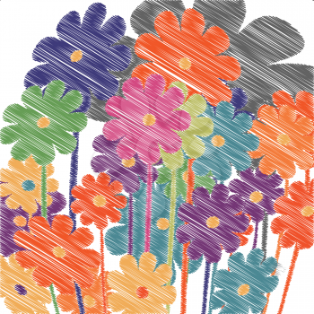 Royalty Free Clipart Image of a Floral Sketch