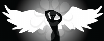 Royalty Free Clipart Image of a Guardian Angel With Wings Spread