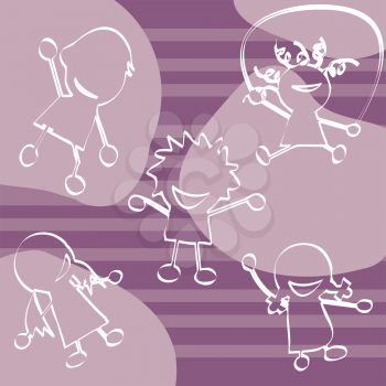 Royalty Free Clipart Image of a Group of Playing Children
