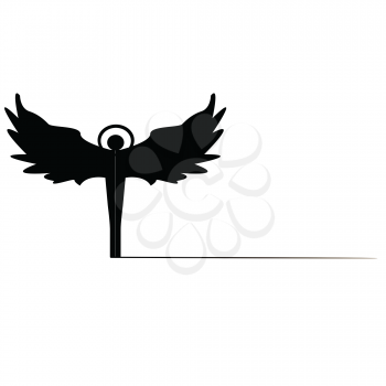 Royalty Free Clipart Image of a Black Angel on a White Background