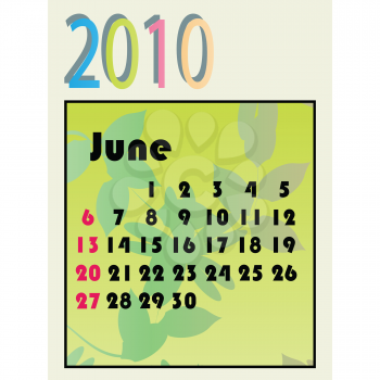 Royalty Free Clipart Image of a Calendar Month for June