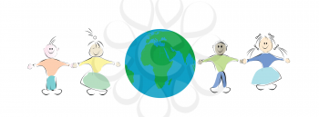 Royalty Free Clipart Image of Children Around the World