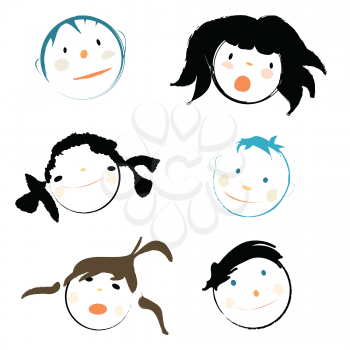 Royalty Free Clipart Image of Kids' Faces