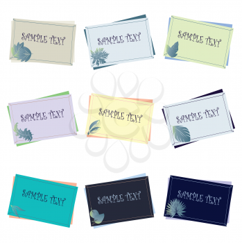 Royalty Free Clipart Image of Cards With Leaves on the Corner