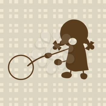 Royalty Free Clipart Image of a Little Girl Playing With a Circle