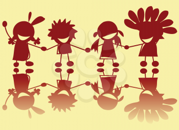 Royalty Free Clipart Image of Native Children at Play