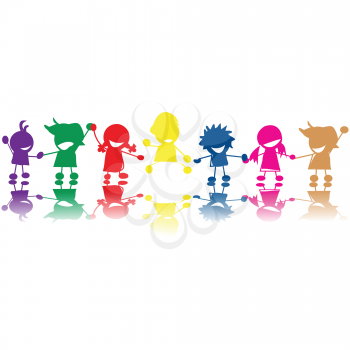 Royalty Free Clipart Image of Children in a Variety of Colours