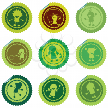 Royalty Free Clipart Image of Stickers With Happy Children on Them