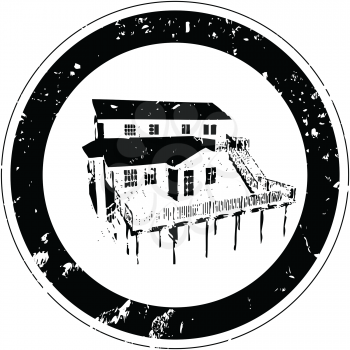 Royalty Free Clipart Image of a Rustic Inn Stamp