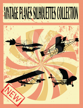 Royalty Free Clipart Image of Vintage Plane Silhouettes