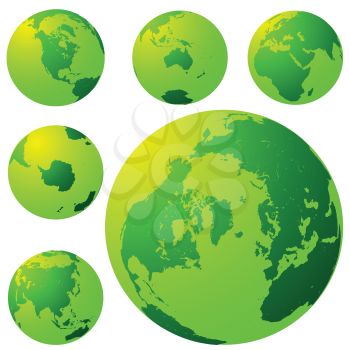 Royalty Free Clipart Image of Green Planets