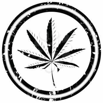 Royalty Free Clipart Image of a Black and White Marijuana Sign