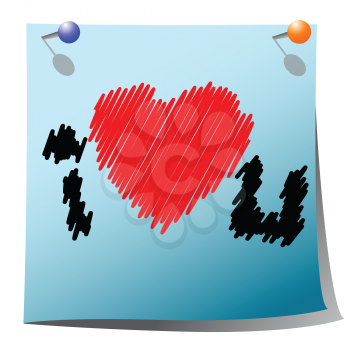 Royalty Free Clipart Image of a Grungy I Heart You Message