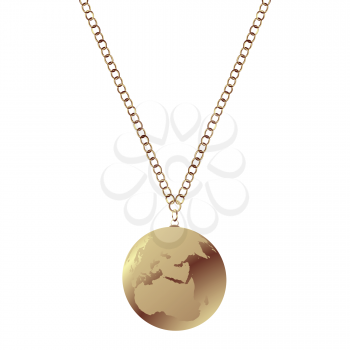 Royalty Free Clipart Image of an Earth Globe Necklace