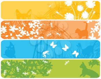Royalty Free Clipart Image of Four Spring Banners