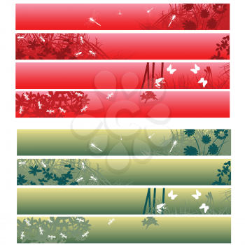 Nature theme banners, headers over white