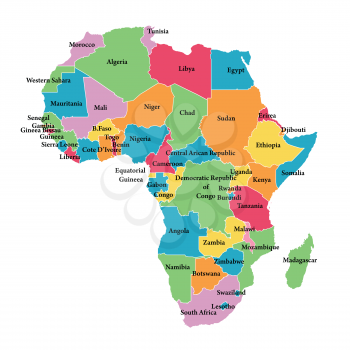 Editable map of Africa with border outlines
