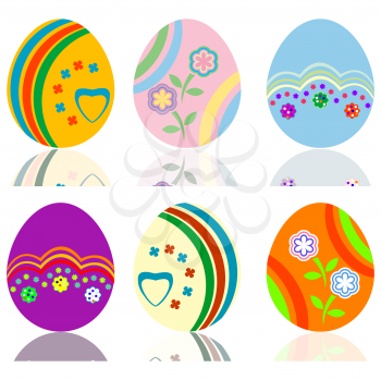Beautiful Easter eggs collection over white background