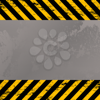 Grunge metal plate with costruction warning stripes