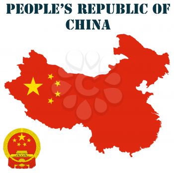 Map, flag and coat of arms for People's Republic of China