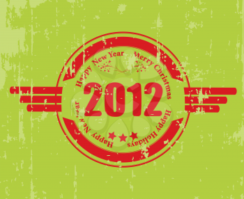2012 celebration rubber stamp, grunge art